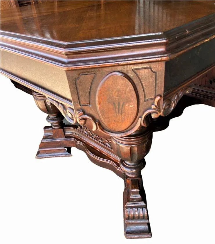 Antique Spanish Revival Walnut Dining Table - 1920s - 4