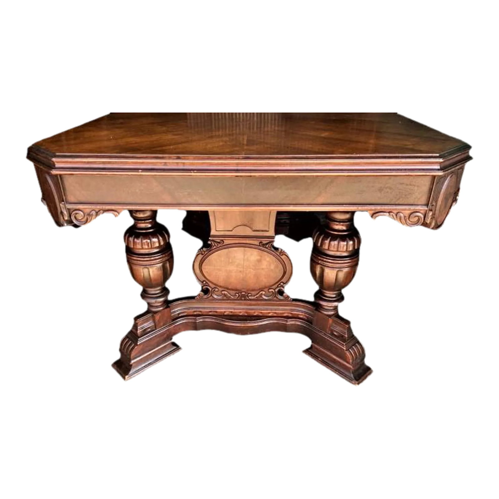 Antique Spanish Revival Walnut Dining Table - 1920s - 7