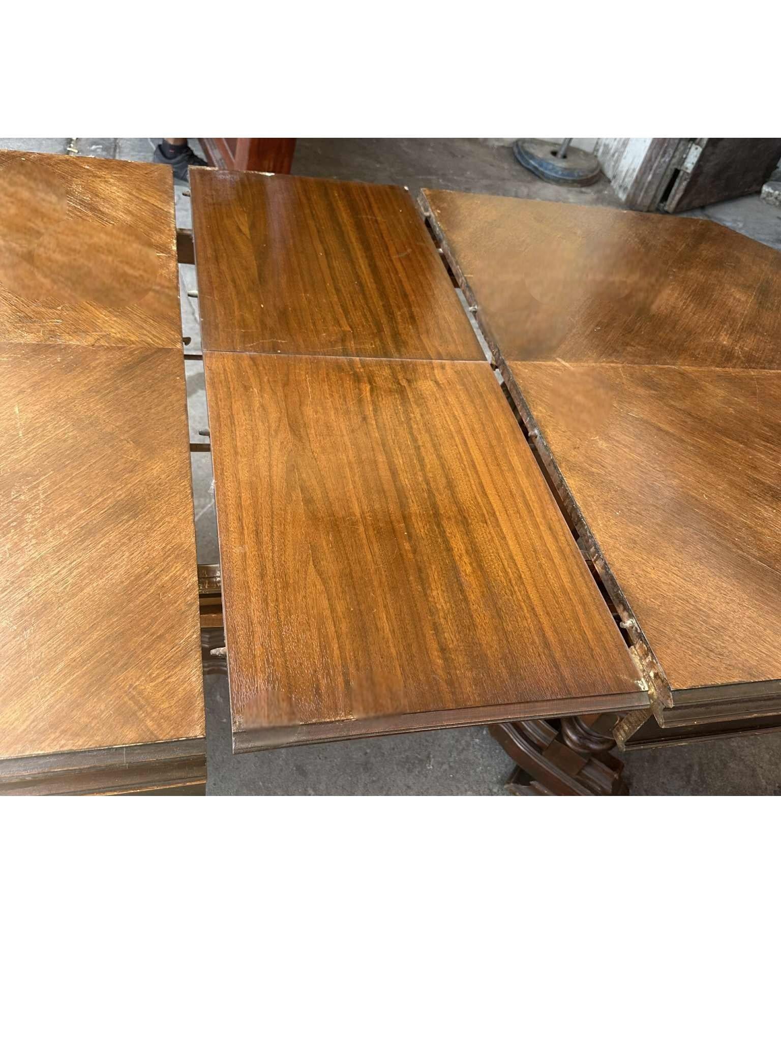Antique Spanish Revival Walnut Dining Table - 1920s - 9