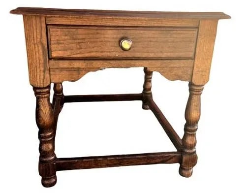 Solid Oak Hammary End Table or Nightstand With Spanish Revival Details - Mid 20th Century - 2