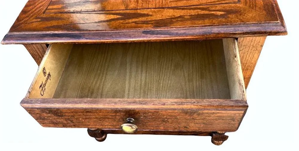 Solid Oak Hammary End Table or Nightstand With Spanish Revival Details - Mid 20th Century - 8