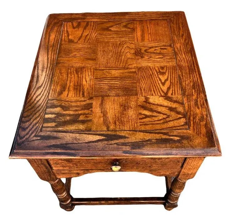 Solid Oak Hammary End Table or Nightstand With Spanish Revival Details - Mid 20th Century - 9