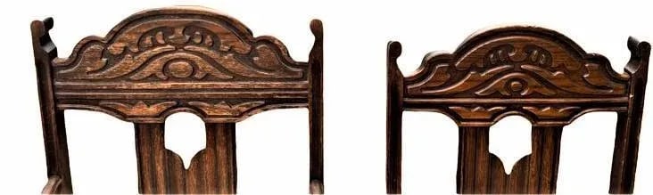 Antique Spanish Revival Early 20th Century Solid Oak Dining Chairs With New Kravet Fabric - Set of 4 - 12