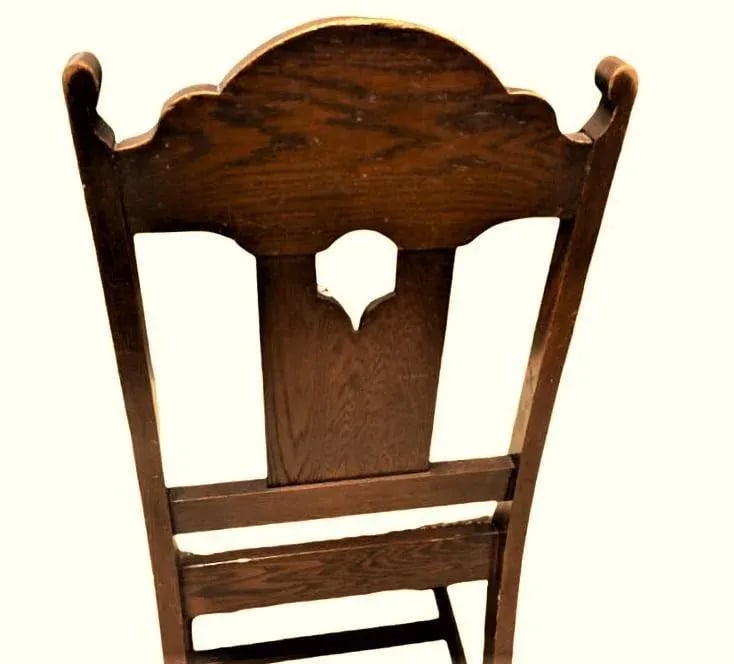 Antique Spanish Revival Early 20th Century Solid Oak Dining Chairs With New Kravet Fabric - Set of 4 - 7