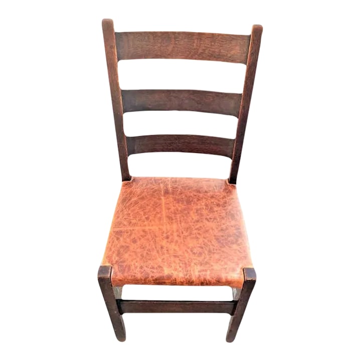 Signed Gustav Stickley Quarter Sawn Mission Oak Chair With New Leather Seat Cover - Early 20th Centu (1 of 13)