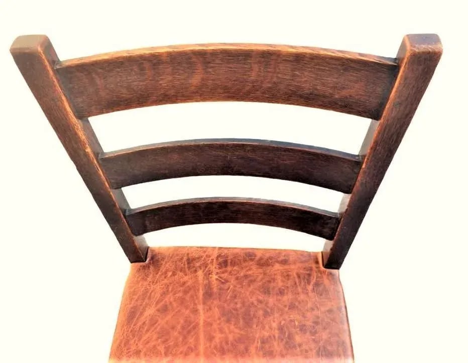 Signed Gustav Stickley Quarter Sawn Mission Oak Chair With New Leather Seat Cover - Early 20th Centu - 2