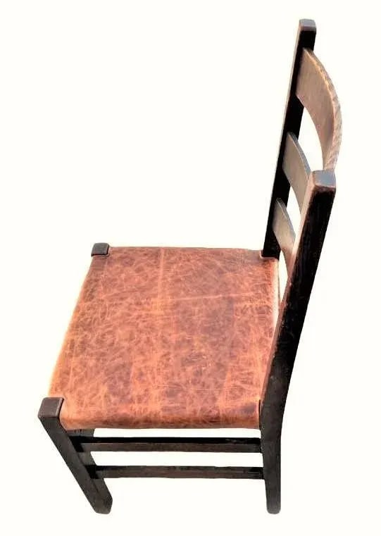 Signed Gustav Stickley Quarter Sawn Mission Oak Chair With New Leather Seat Cover - Early 20th Centu - 3