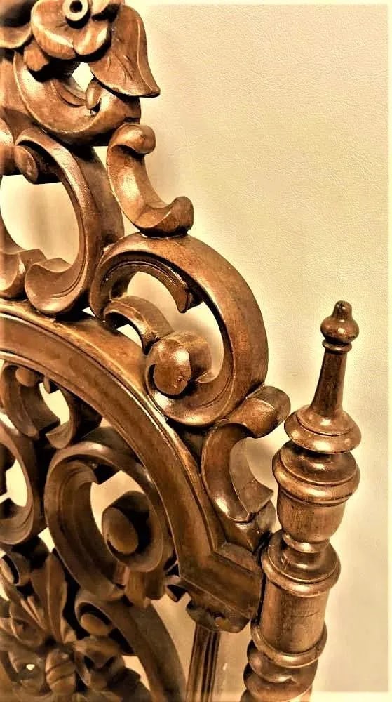 Late 19th Century Carved Rosewood Renaissance Revival Chair With Hair-On Cowhide Seat Upholstery - 5