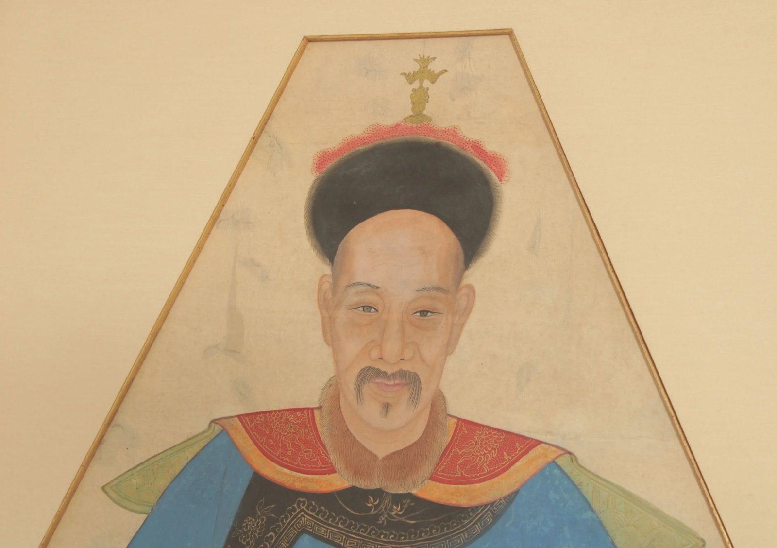 Antique Chinese Ancestral Watercolor Portraits - A Pair - 4