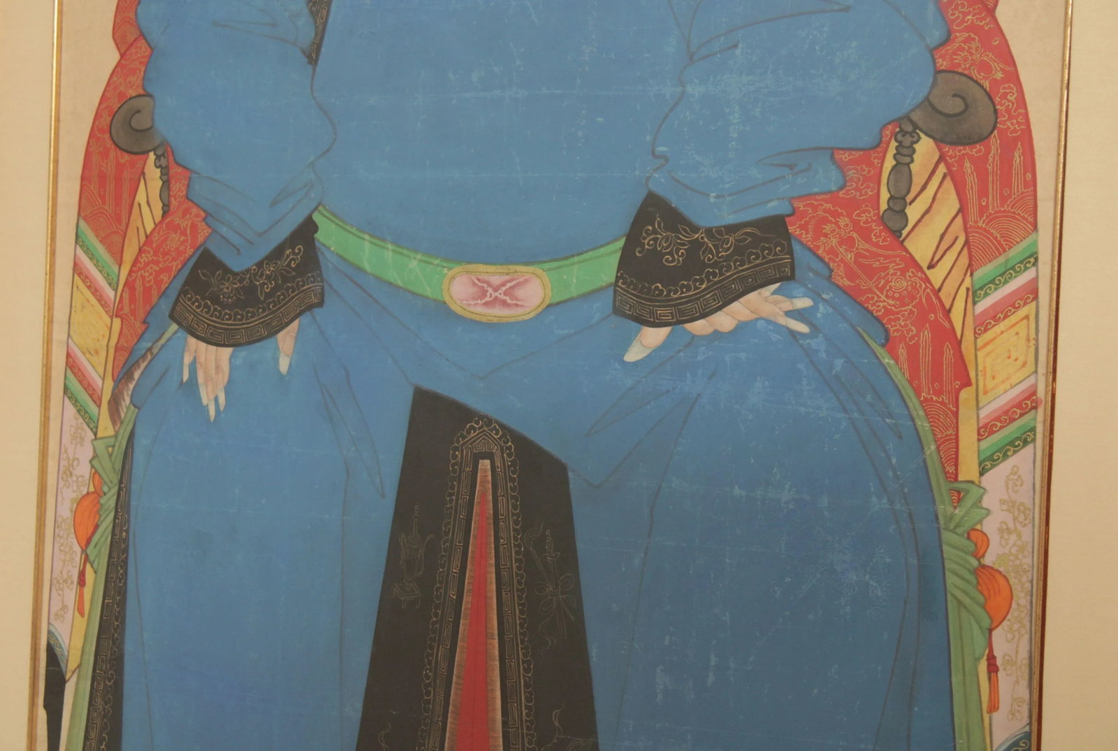 Antique Chinese Ancestral Watercolor Portraits - A Pair - 6