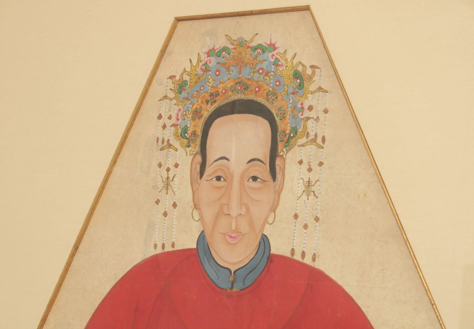 Antique Chinese Ancestral Watercolor Portraits - A Pair - 8