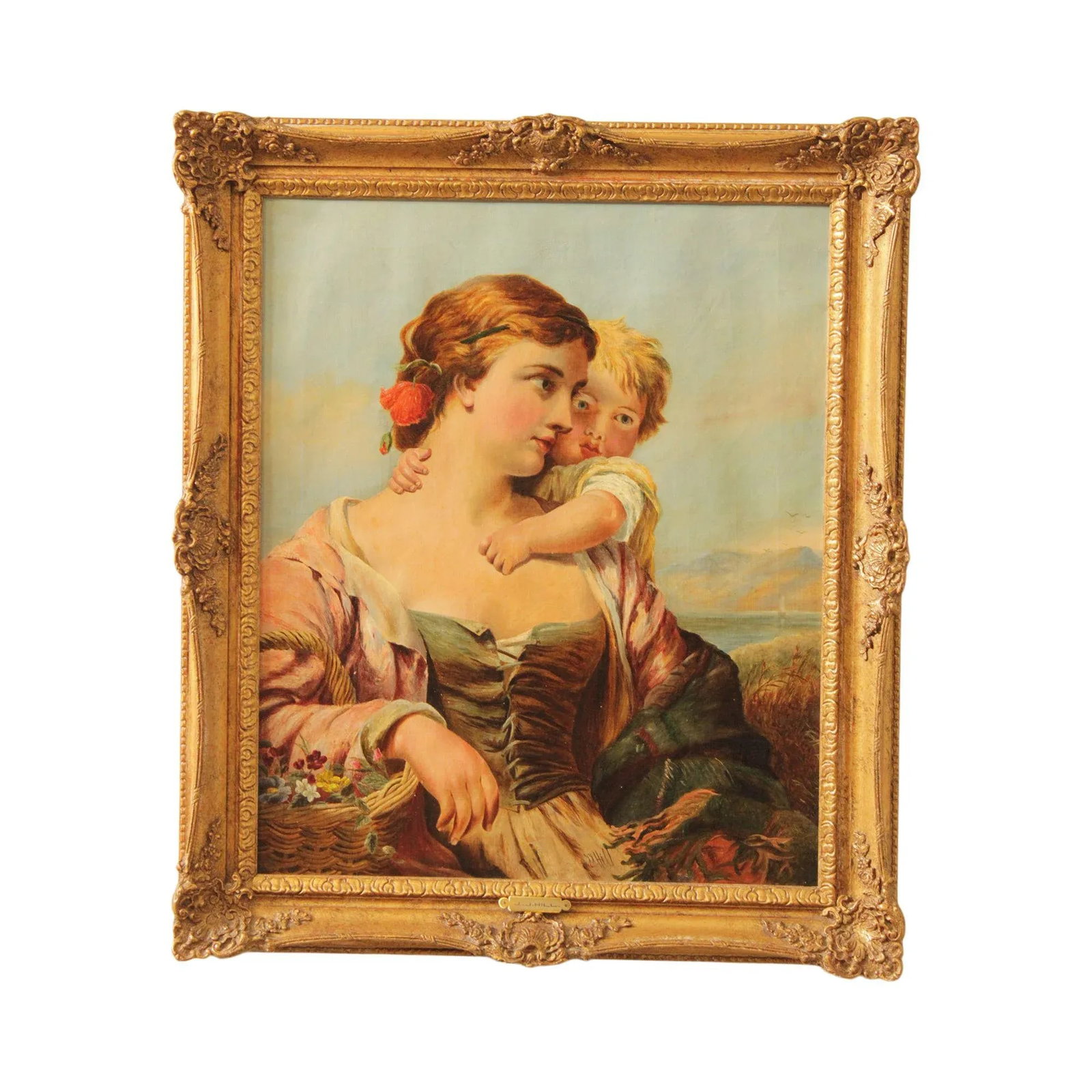 John James Hill Portrait of Mother & Child Original Painting - 13