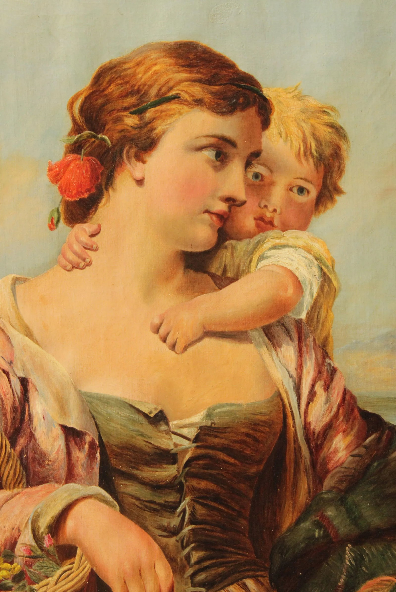 John James Hill Portrait of Mother & Child Original Painting - 4