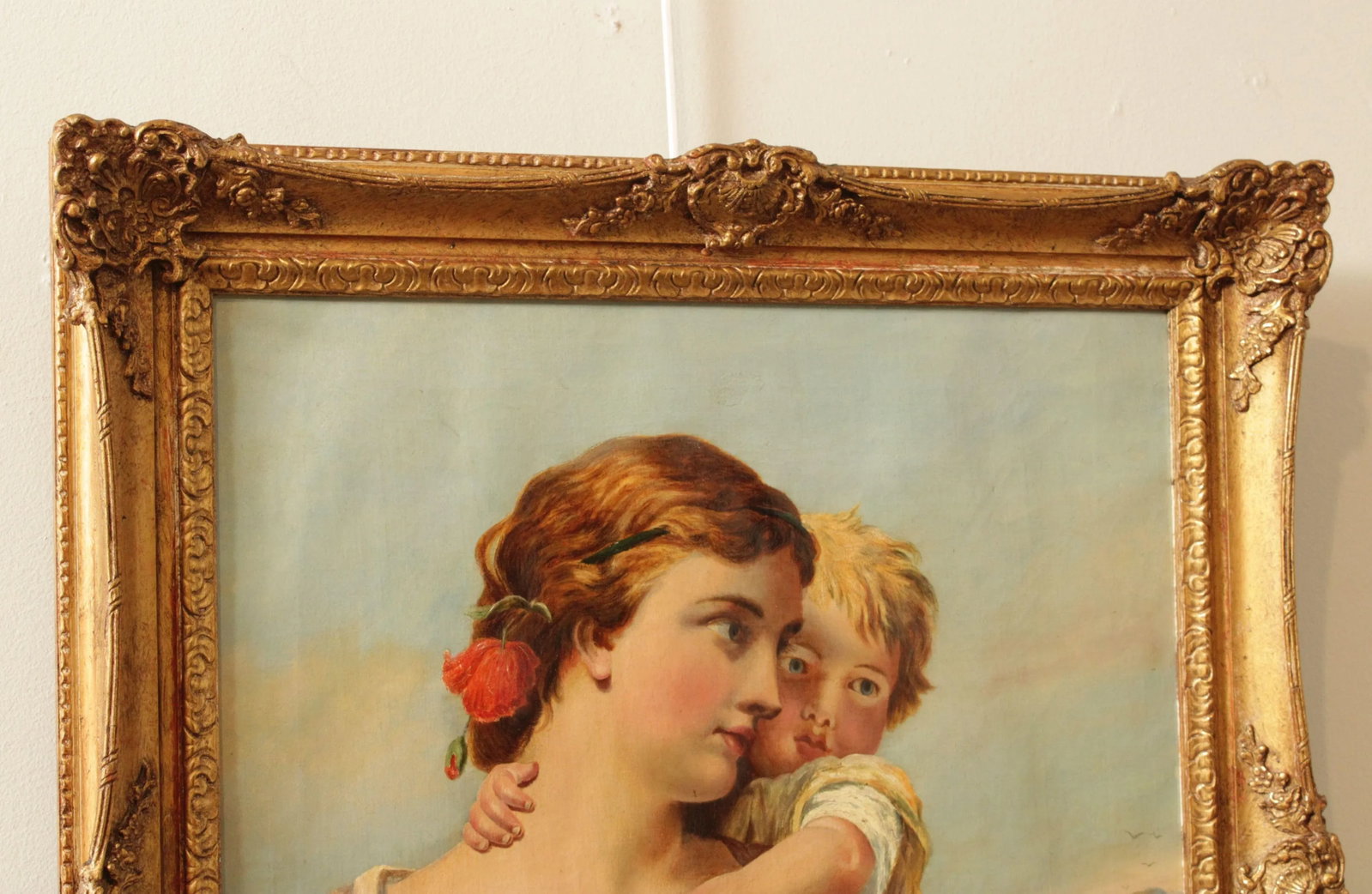John James Hill Portrait of Mother & Child Original Painting - 9