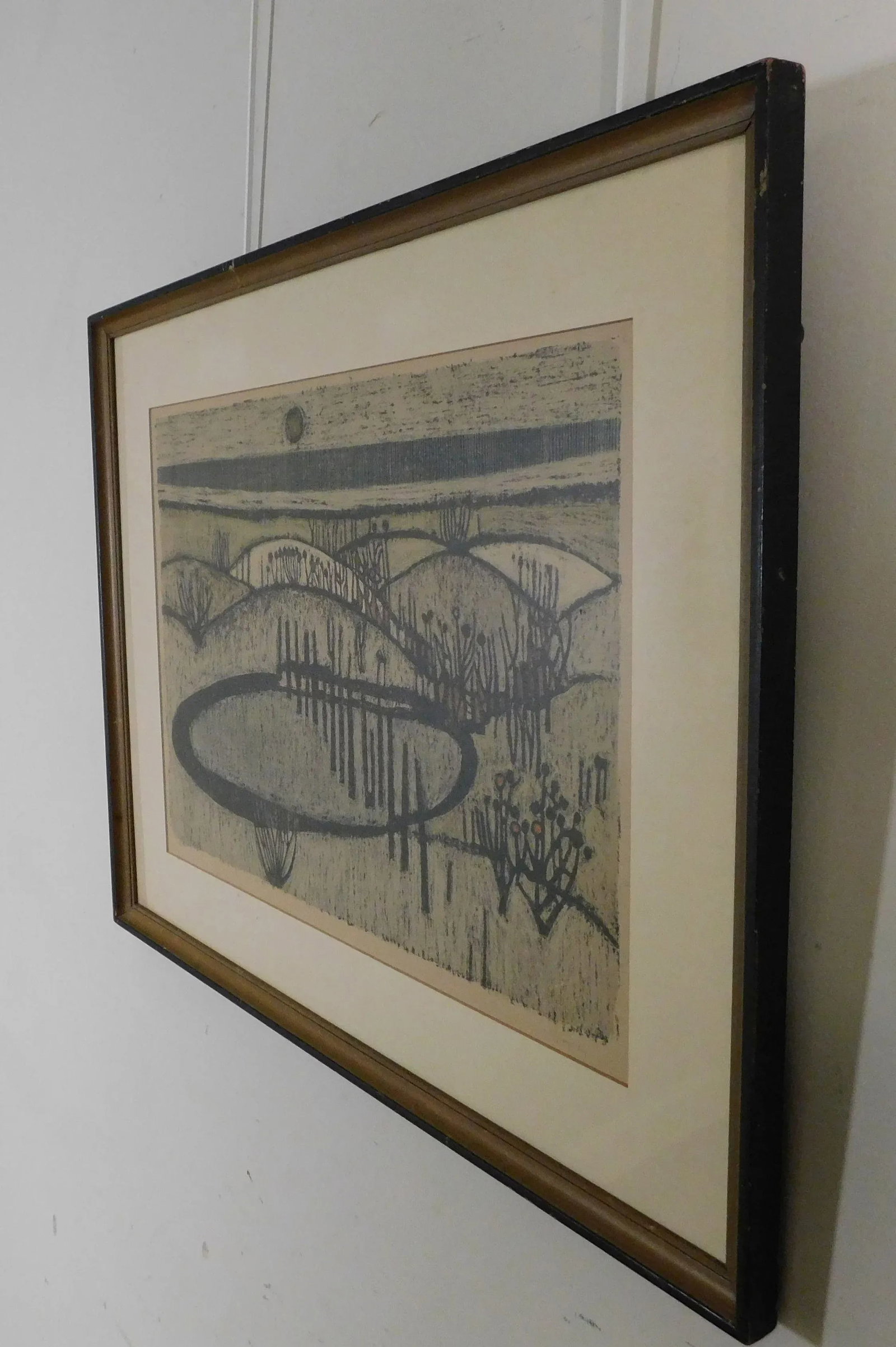 Mid Century Abstract Landscape Woodblock Print - 11