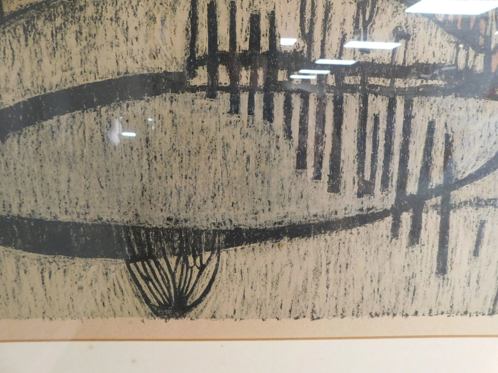 Mid Century Abstract Landscape Woodblock Print - 8