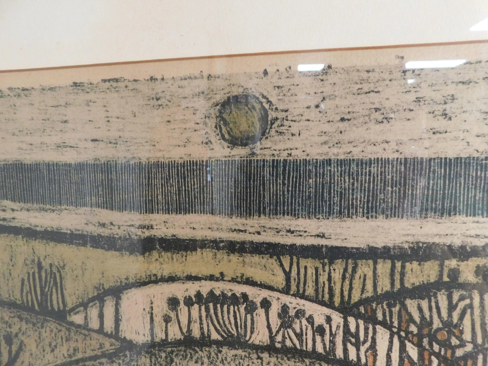 Mid Century Abstract Landscape Woodblock Print - 9
