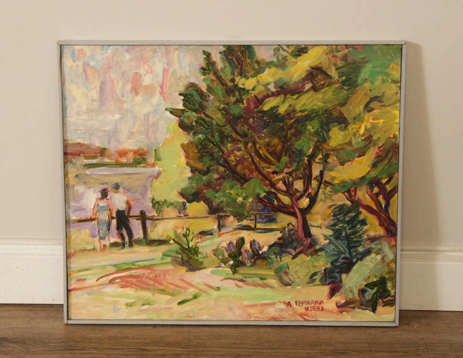 Anthony A. Ferrara 'Couple by River' Original Oil Painting - 2
