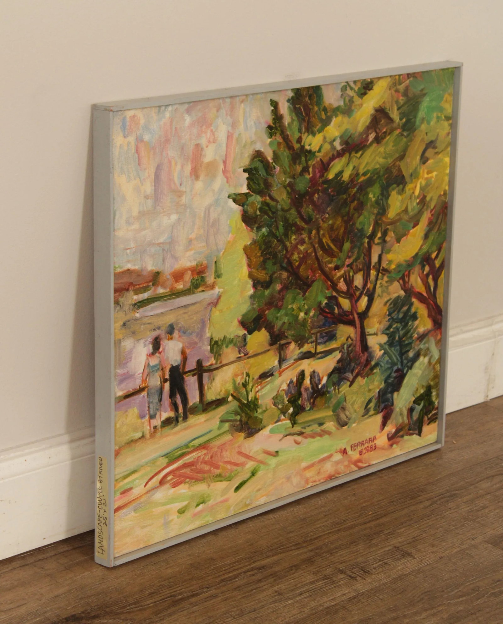 Anthony A. Ferrara 'Couple by River' Original Oil Painting - 3