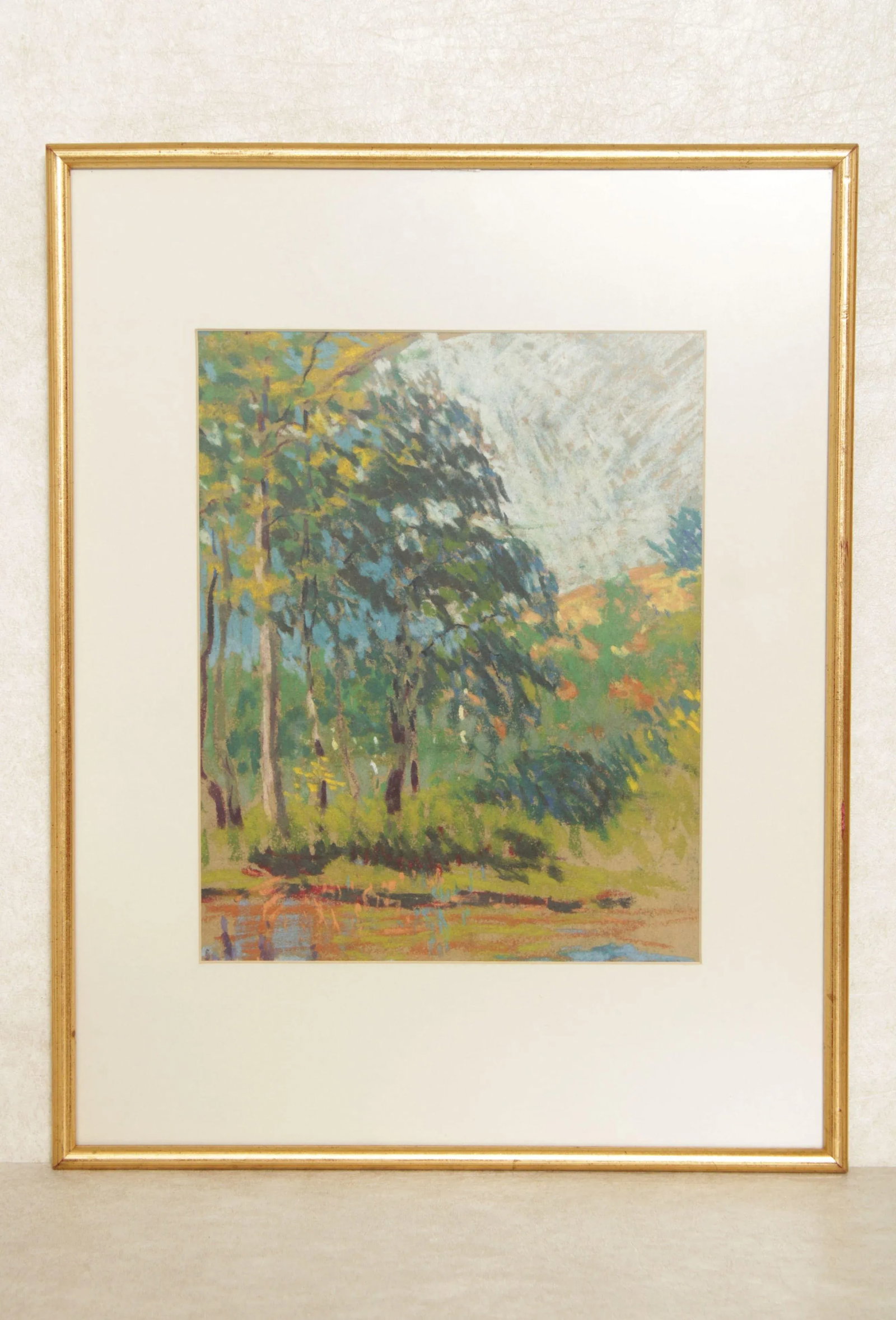 Impressionist Style 'Forrest Green' Pastel Drawings by John J. Dull - A Pair - 5