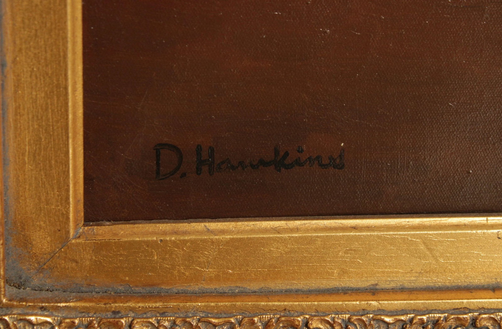 Vintage 20th C. Portrait of Victorian Woman Oil Painting, Signed 'D. Hawkins' - 9
