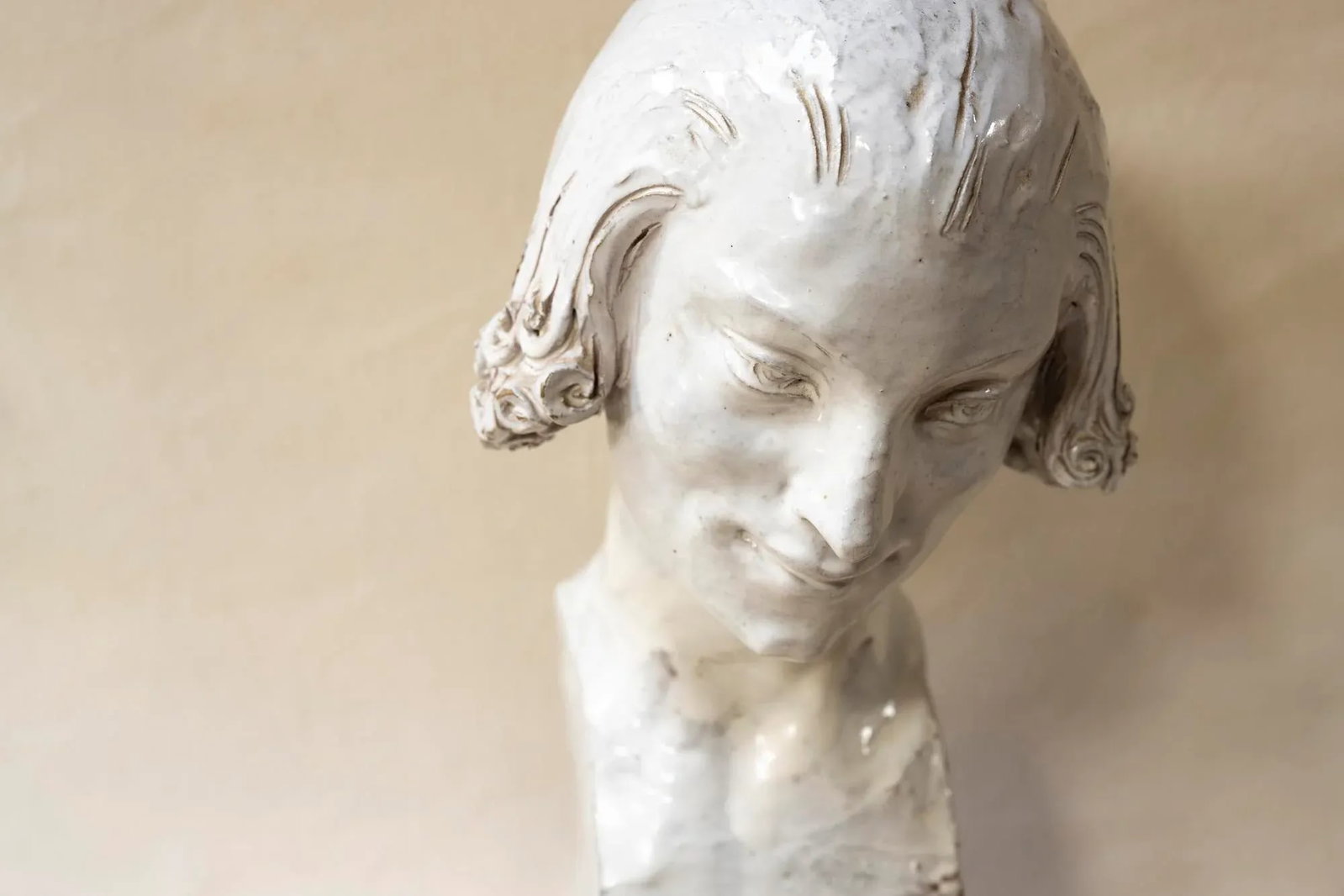 Early 20th Century Glazed Terra Cotta Bust of a Young Man by Maurice Vaury - 5