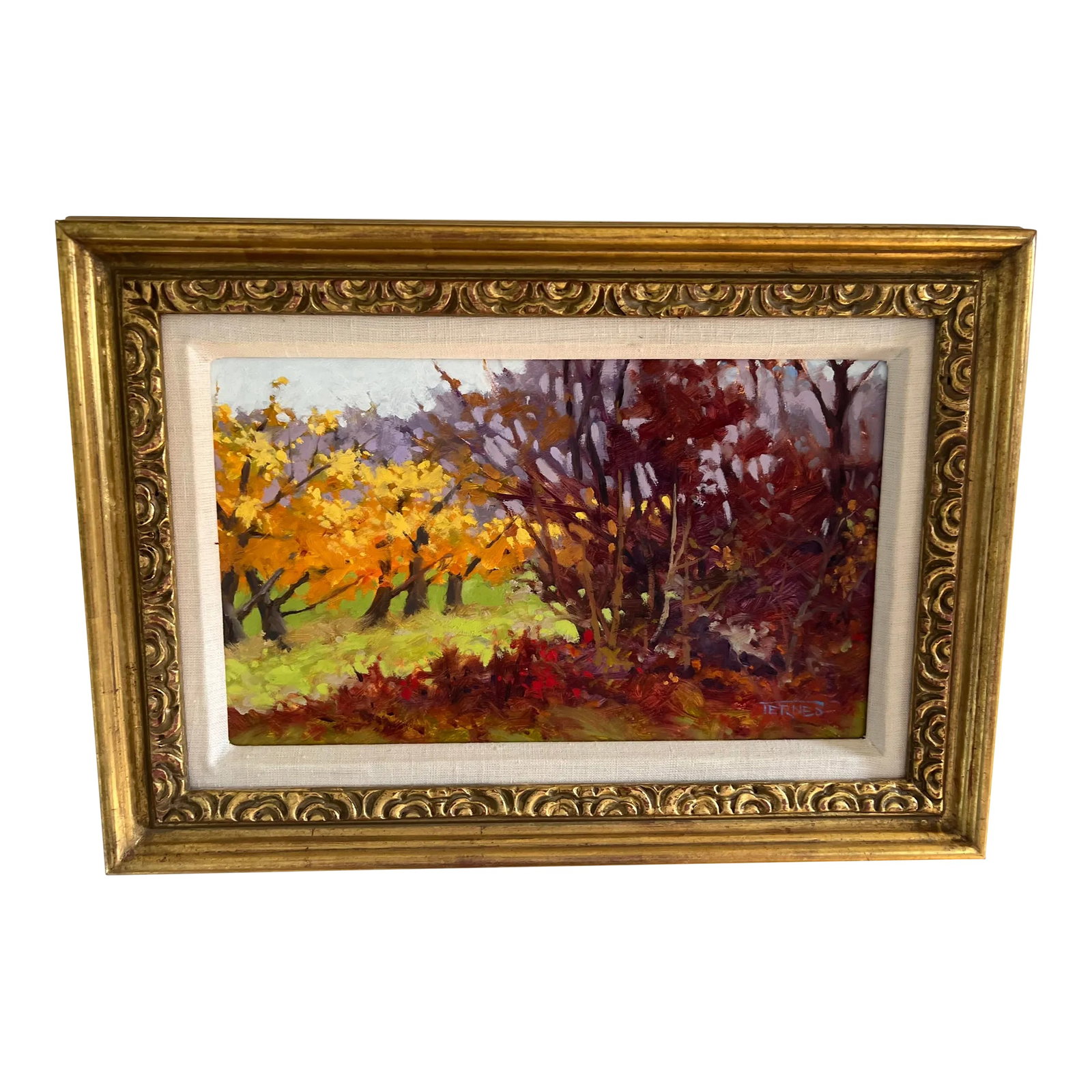 "Fall Orchard" by William Ternes - Framed Impressionist Oil on Board (1 of 8)