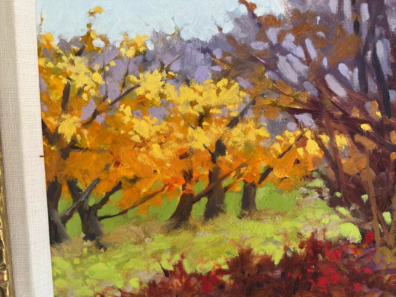 "Fall Orchard" by William Ternes - Framed Impressionist Oil on Board - 3