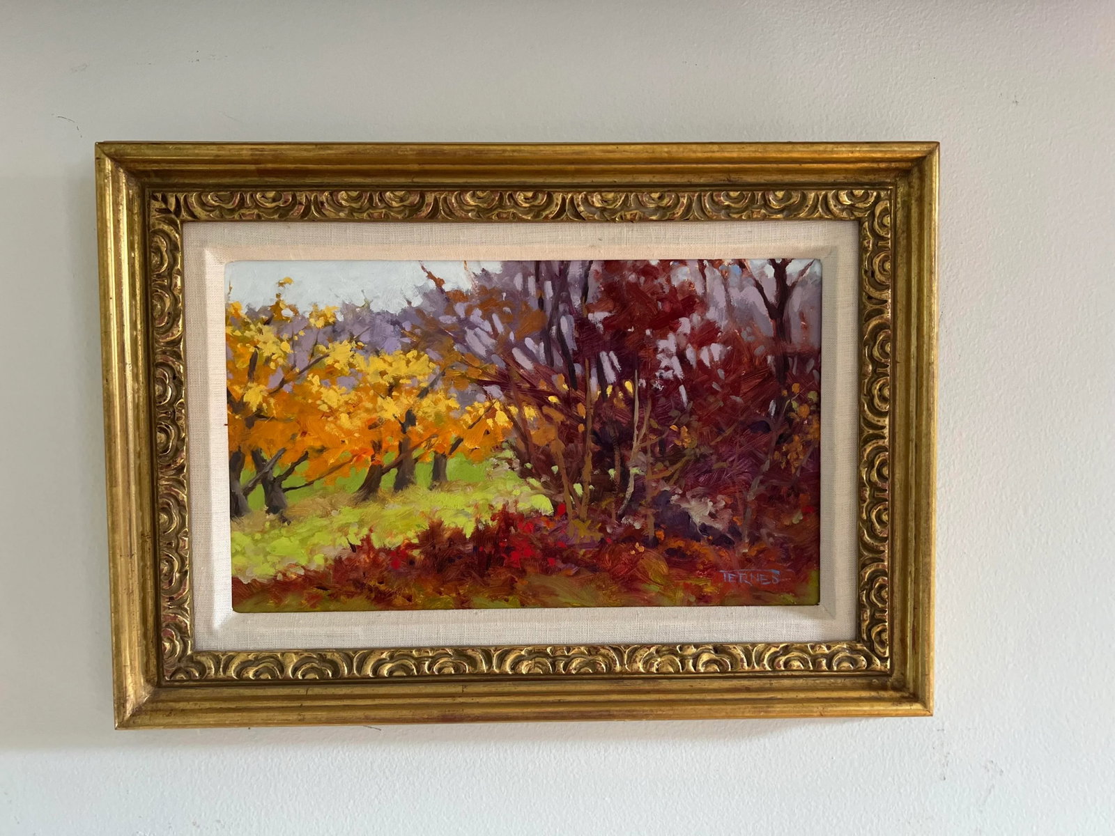 "Fall Orchard" by William Ternes - Framed Impressionist Oil on Board - 6