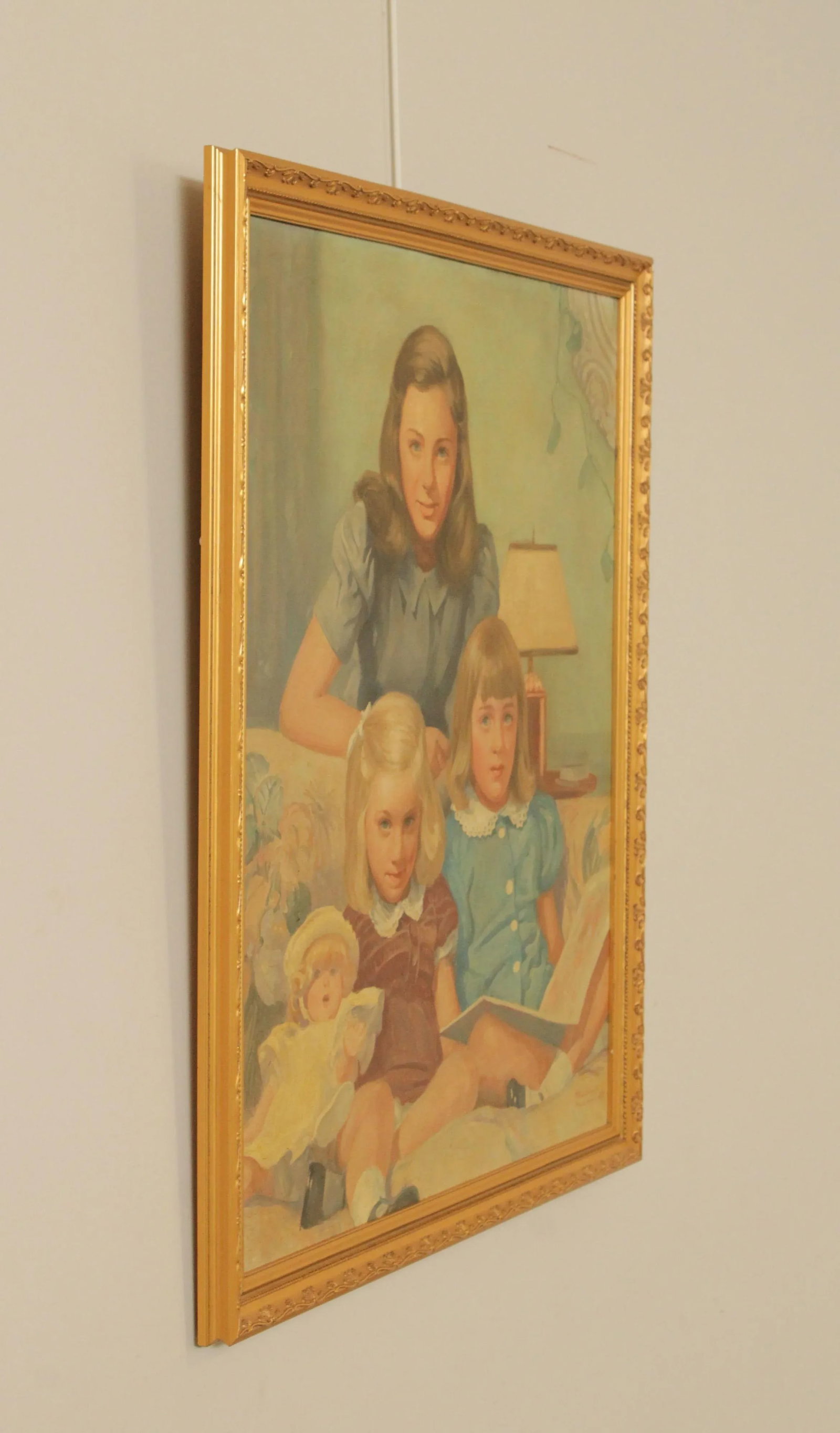 American 1940s Family Portrait Original Oil Painting, by Frederic Anderson - 4
