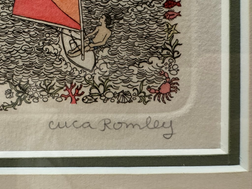 1970s Cuca Romley Four Seasons Set of 4 Signed Hand-Colored Etchings Framed - 16