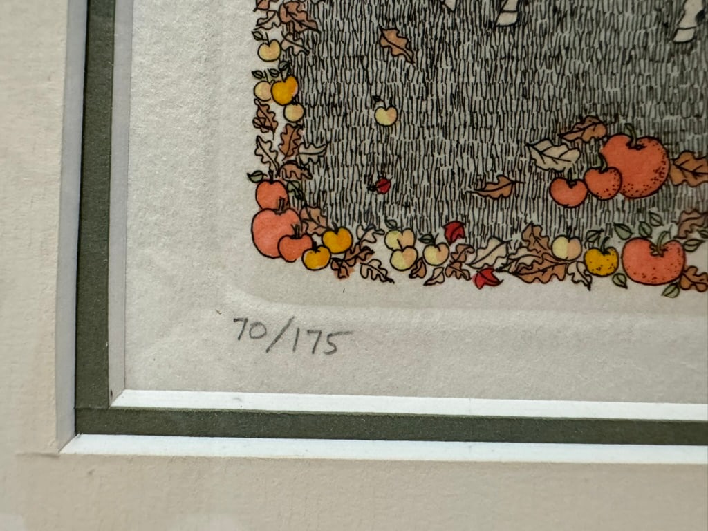 1970s Cuca Romley Four Seasons Set of 4 Signed Hand-Colored Etchings Framed - 5