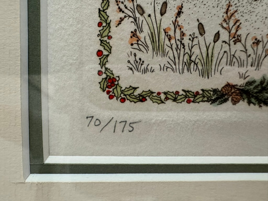 1970s Cuca Romley Four Seasons Set of 4 Signed Hand-Colored Etchings Framed - 8