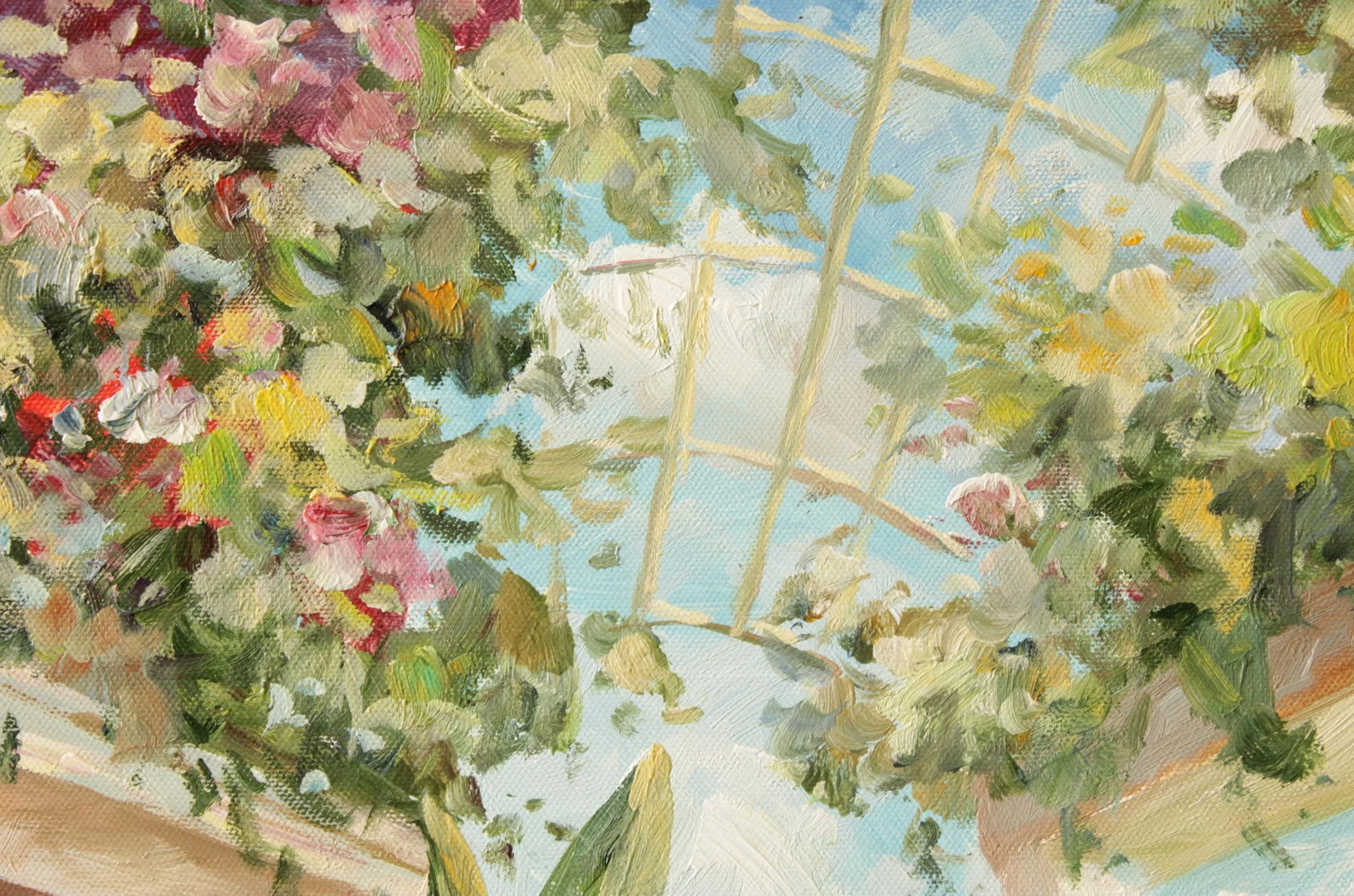 Italian Garden Atrium Landscape Painting, Signed 'A. Rogers' - 6