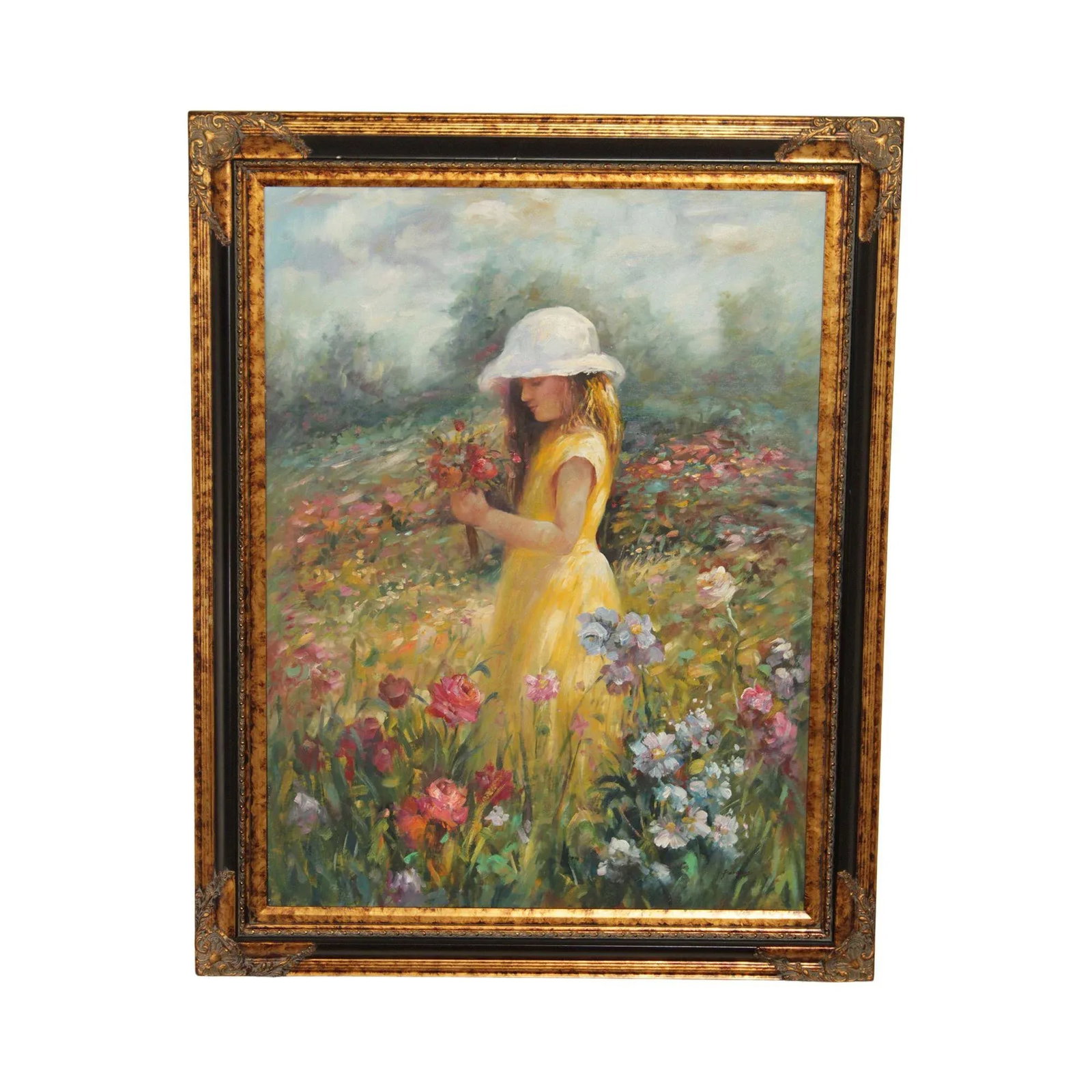 1990s Impressionist Style 'Nature's Child' Original Oil Painting, Signed 'Fergus' - 13