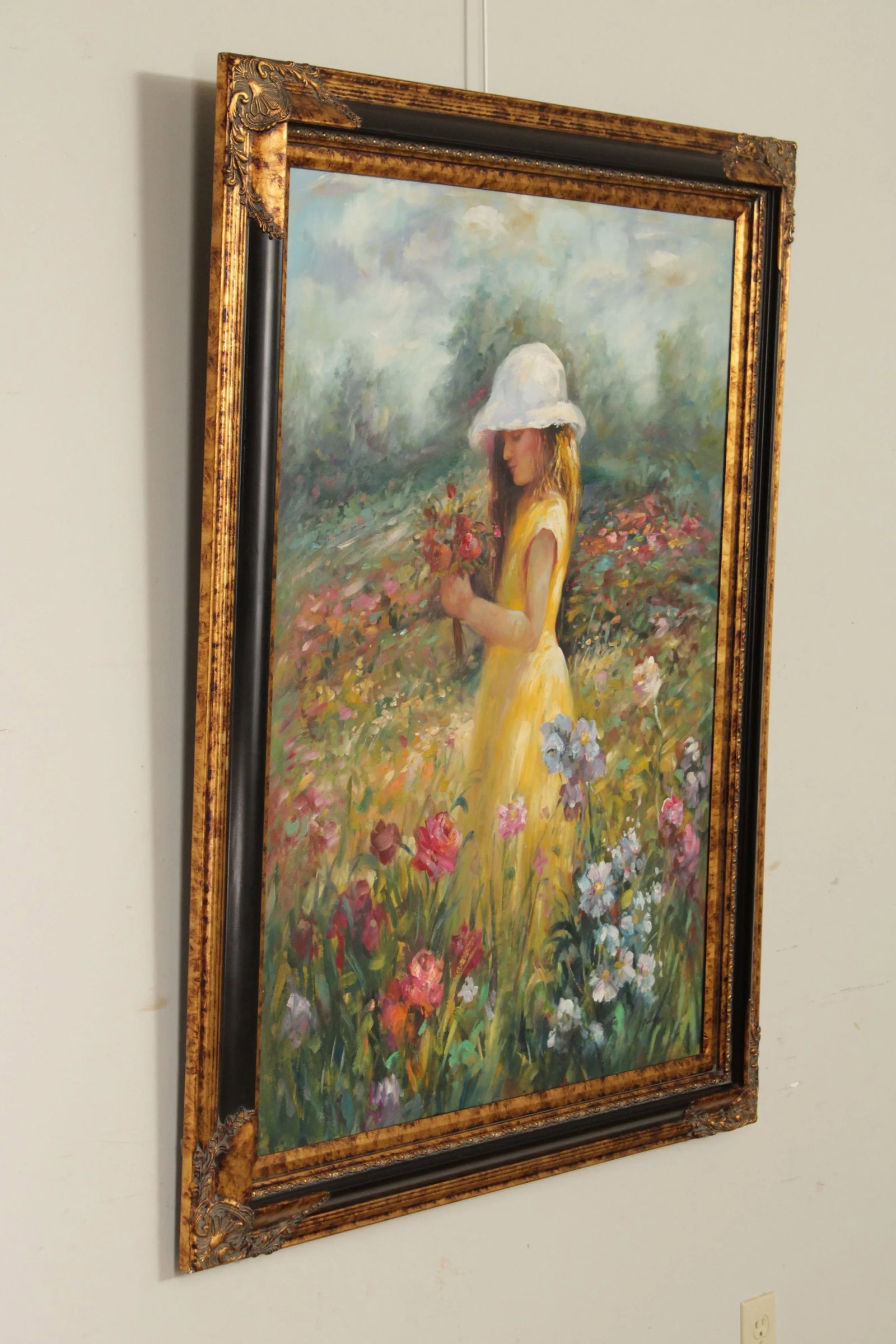 1990s Impressionist Style 'Nature's Child' Original Oil Painting, Signed 'Fergus' - 3