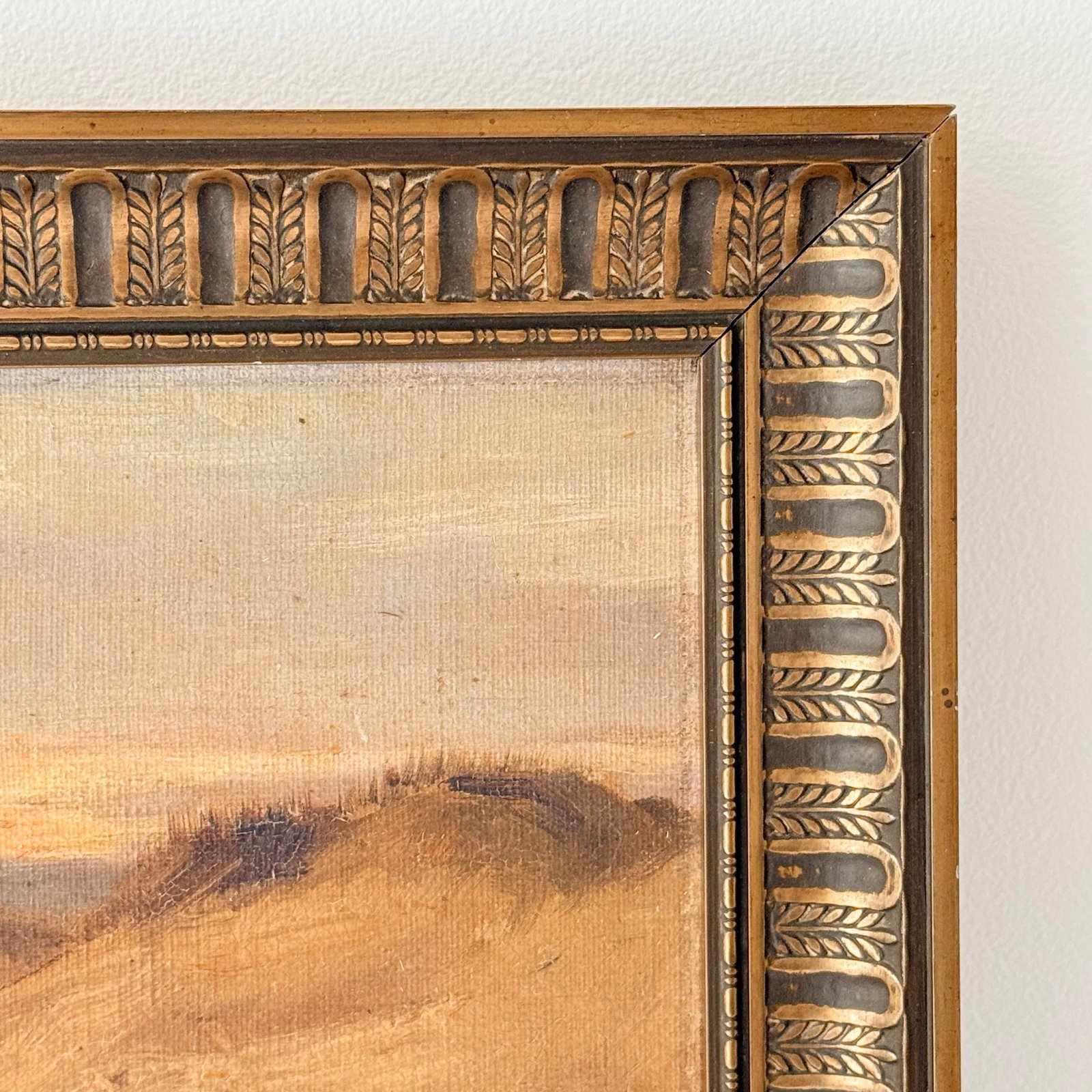 Early 20th-Century Dutch School Coastal Landscape in Period Ornamental Frame - 4