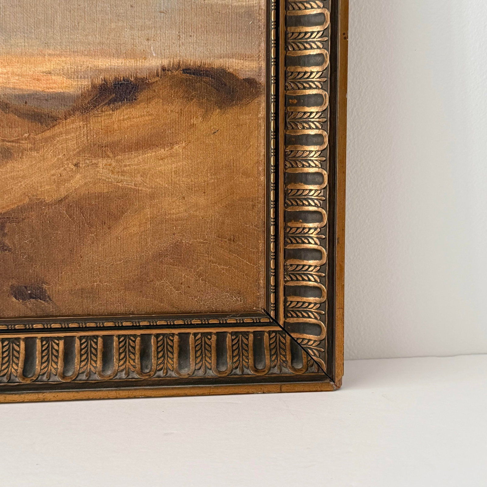 Early 20th-Century Dutch School Coastal Landscape in Period Ornamental Frame - 5