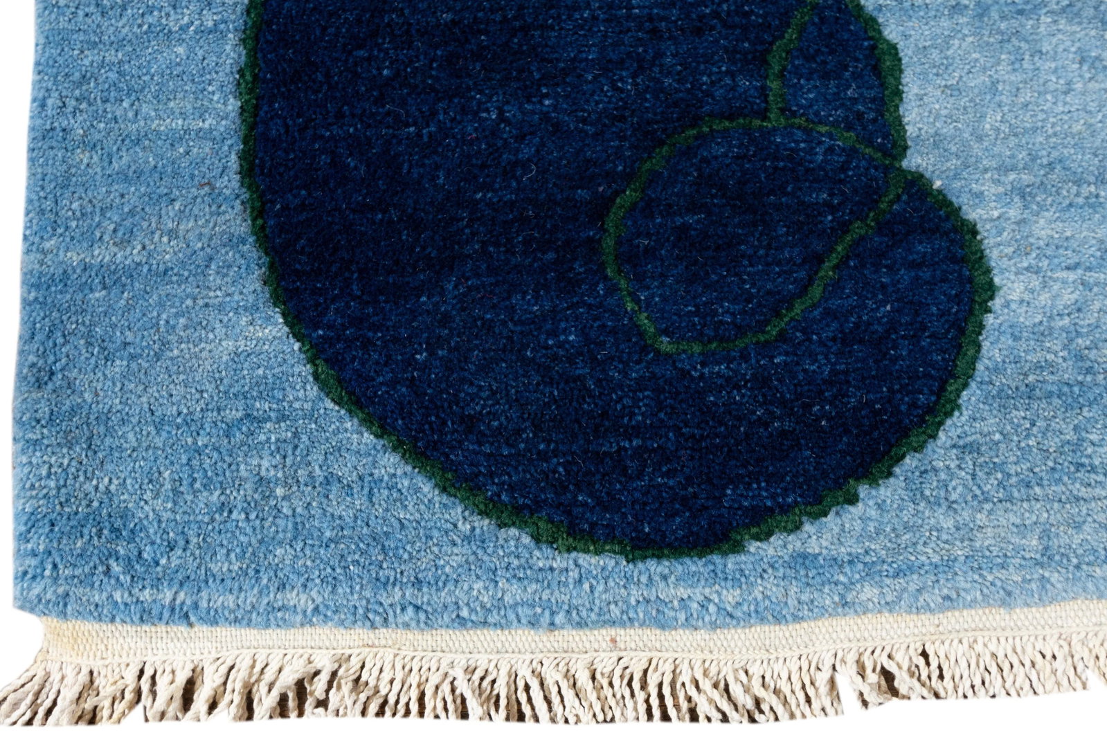 1960s Vintage Tabriz Blue Handmade Art Deco Wool Rug - 8