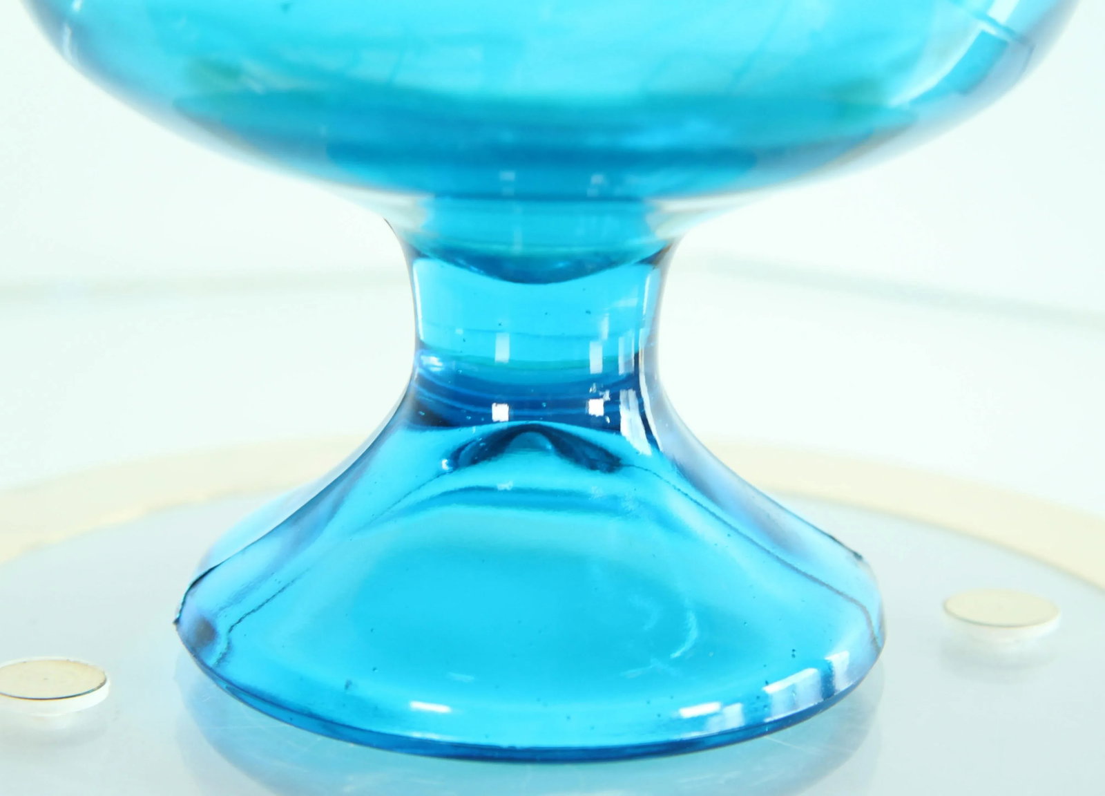 Vintage Mid Century Modern Aqua Blue Stretch Glass Vase - 7