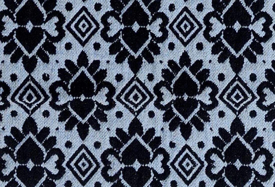 1990s Double-Sided Arya Black/Blue Chenille Rug - 3'9" X 5'10" - 6