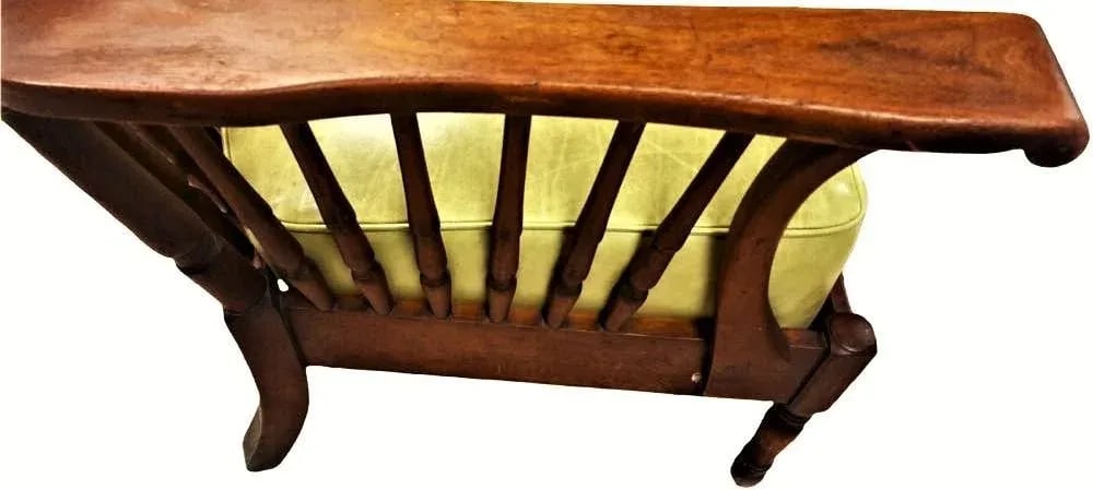 Stickley Brothers Signed Antique Maple Windsor Chair With New Leather and Textile Seat and Back Cush - 3