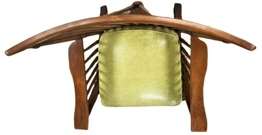 Stickley Brothers Signed Antique Maple Windsor Chair With New Leather and Textile Seat and Back Cush - 5