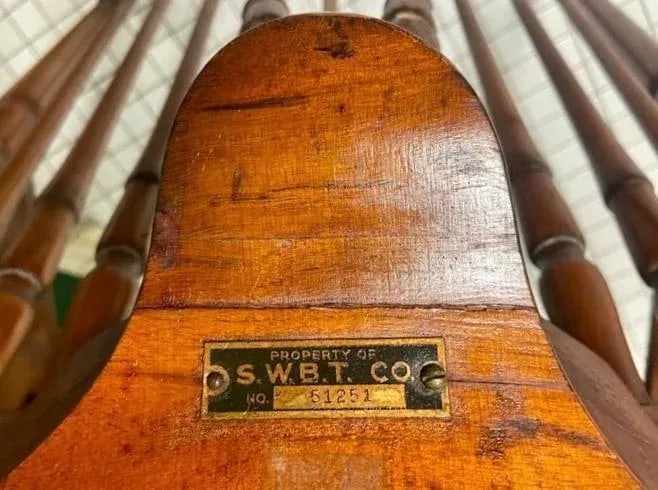 Stickley Brothers Signed Antique Maple Windsor Chair With New Leather and Textile Seat and Back Cush - 7