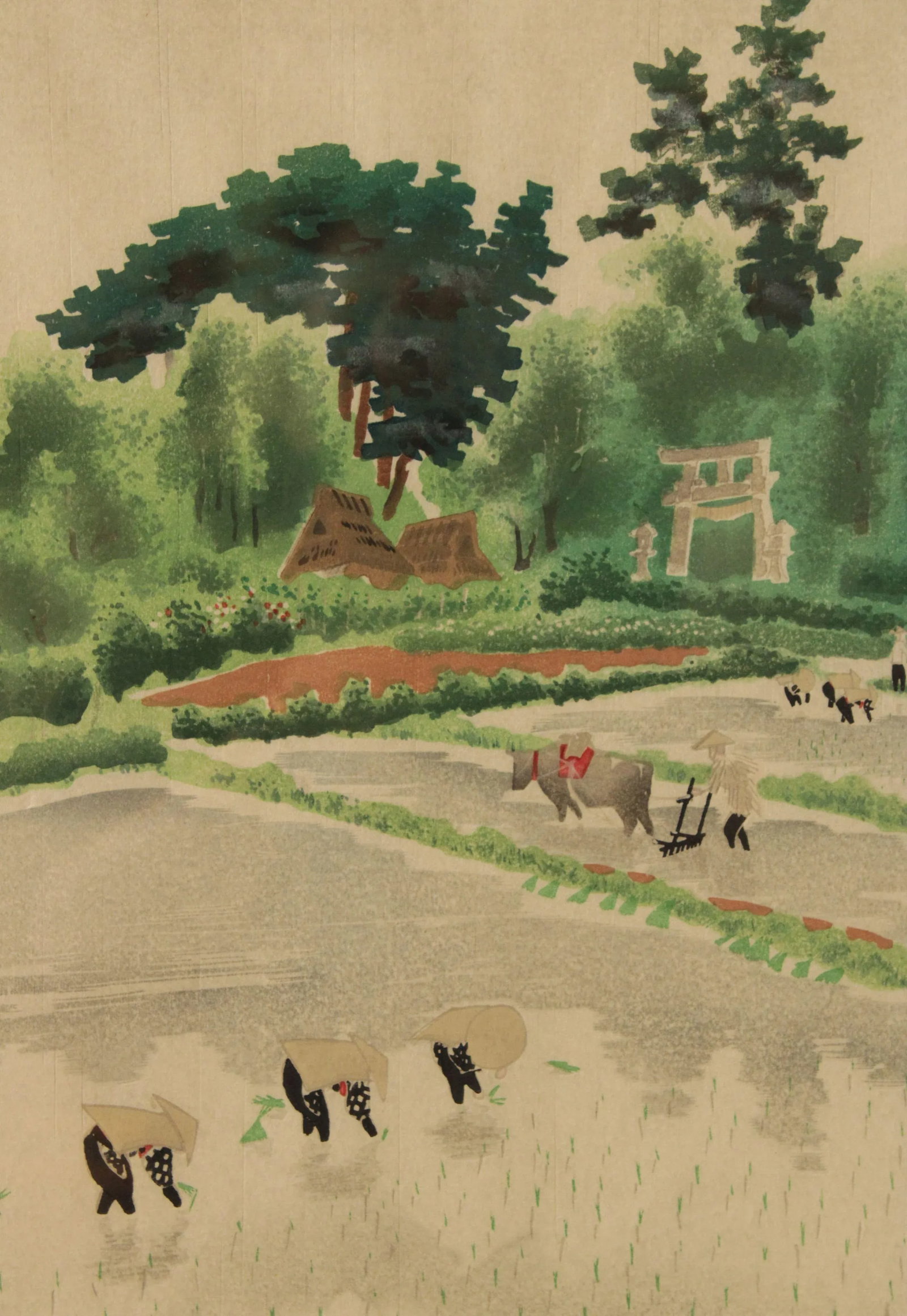 Vintage Japanese 'Rice Planting in Early Summer' Print, After Kotozuka Eiichi - 5