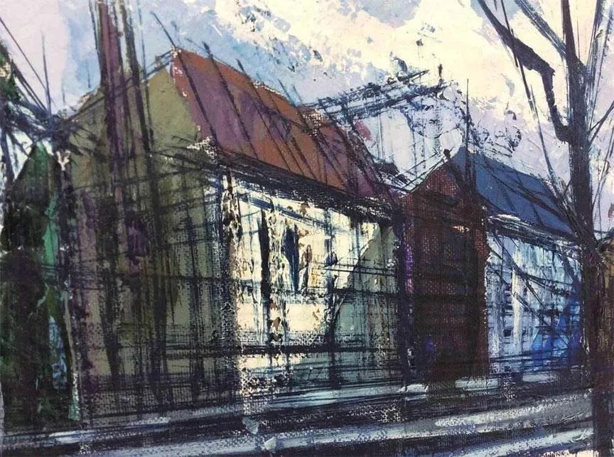 Pat Davis Modernist Landscape Painting - 3