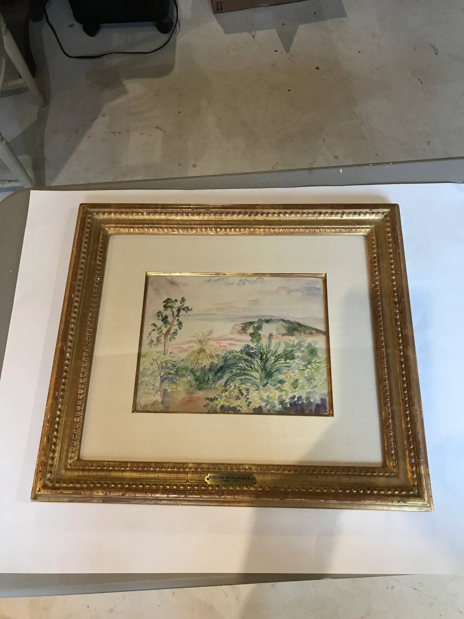 Framed Walter Findlay New York Tropical Watercolor, Signed Maxime Boulard De Villeneuve (1884 - 1971 - 11