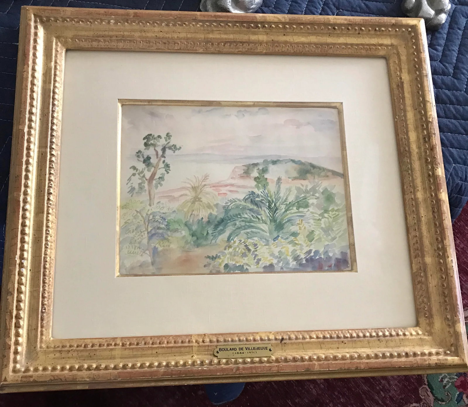 Framed Walter Findlay New York Tropical Watercolor, Signed Maxime Boulard De Villeneuve (1884 - 1971 - 2