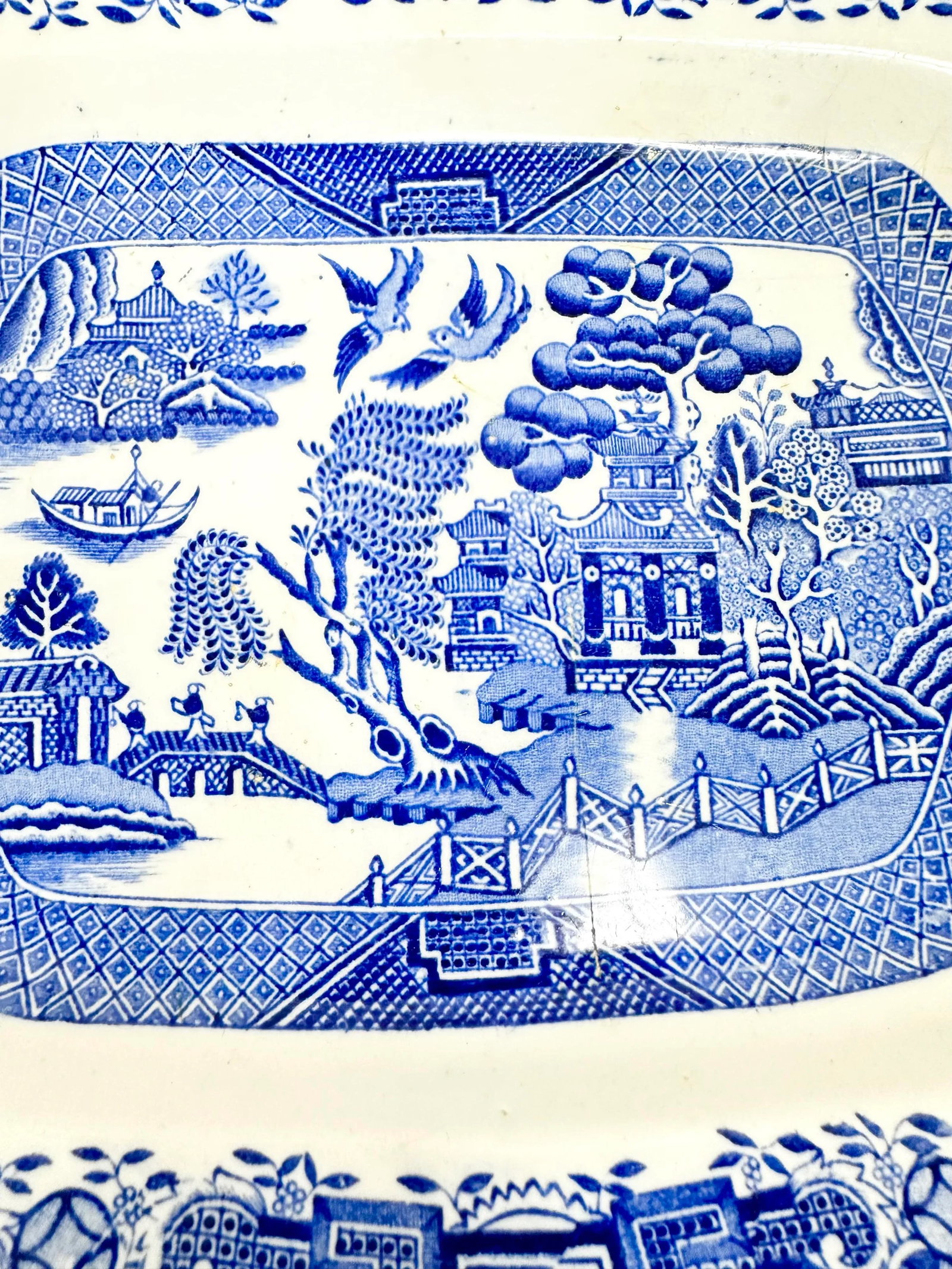Vintage John Steventon & Sons Blue Willow Serving Platter - 4