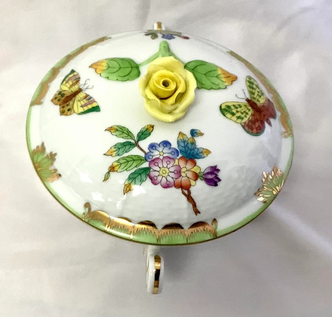 Vintage Herend Queen Victoria Porcelain Soup Bowl With Lid - 4